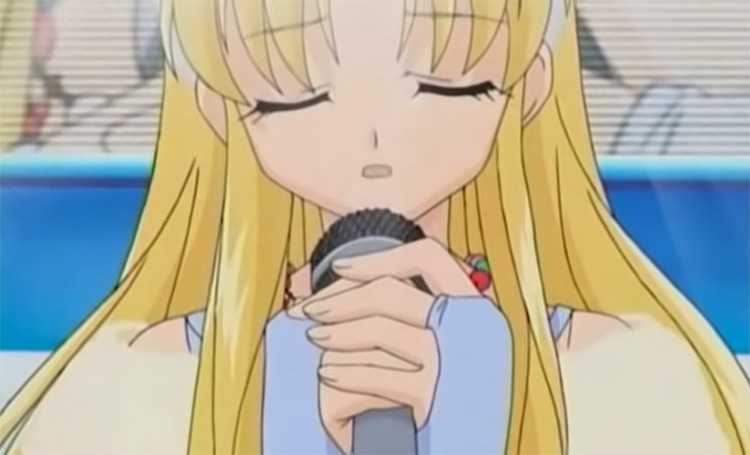 Топ 20 лучших аниме про музыку 11 Mistsuki Kouyama желтоволосая аниме девушка поет