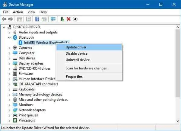 how to update my bluetooth drivers windows 10