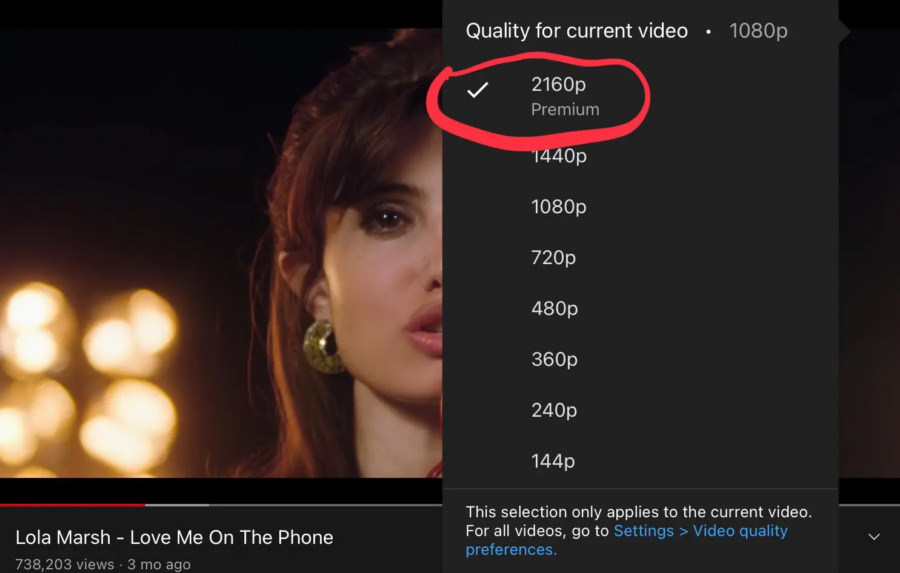 YouTube тестирует опцию "1080p Premium" с улучшенным битрейтом видео